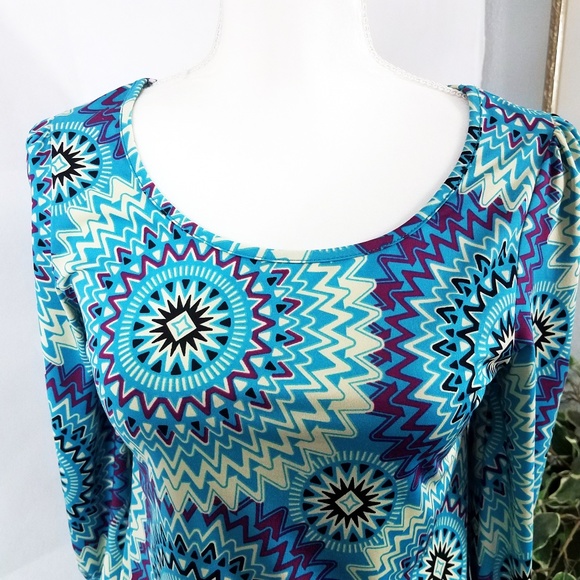 Felicity & Coco Nordstrom's Women's Turquoise Spiral Dress - Picture 3 of 8